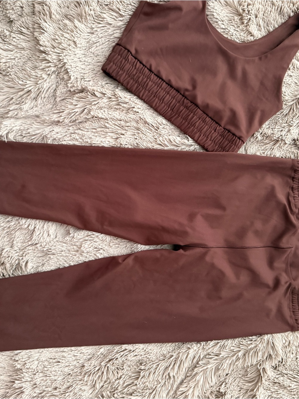 Women's Chocolate Brown High-Waist Track Joggers with Matching Crop Tank - Picture 2 of 3